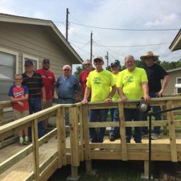 Texas Ramps Volunteers who built Claude Adams’ ramp June 18, are, from left, Wesley Patterson, Lynn Patterson, Kyle Patterson, Buddy Heuberger, Keith Flowers, David Dickerson, Jerry Patton, Bill Halliday and Mike Malone. Not pictured is Don Dickerson.